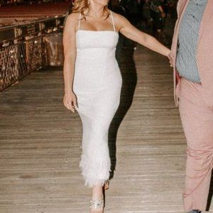 Anthropologie Elliatt White Strappy Feather Dress